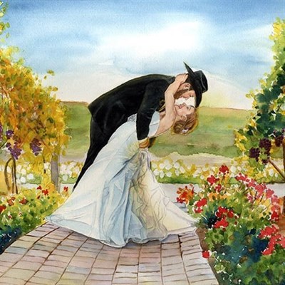 Hand Painted Watercolor from A Wedding Couple Photo - myDaVinci